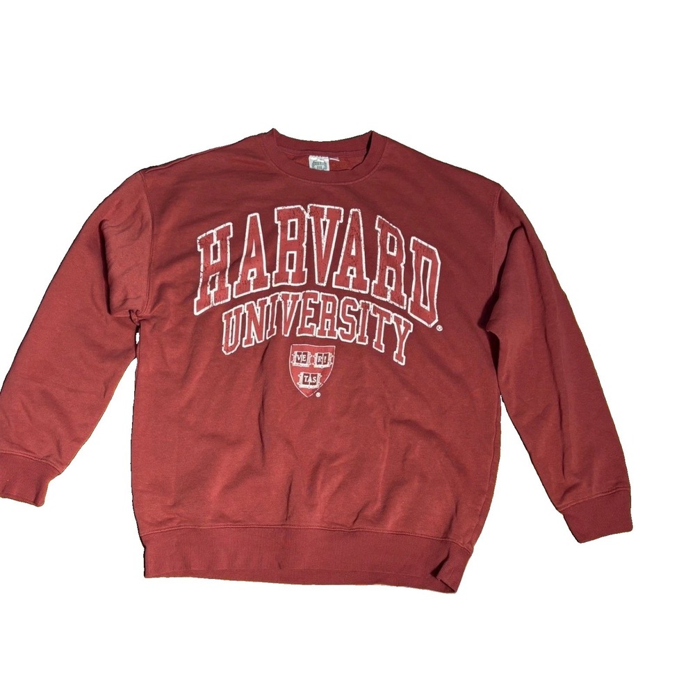 Harvard University Crewneck Sweatshirt Maroon Burgundy Large Collegiate Graphic